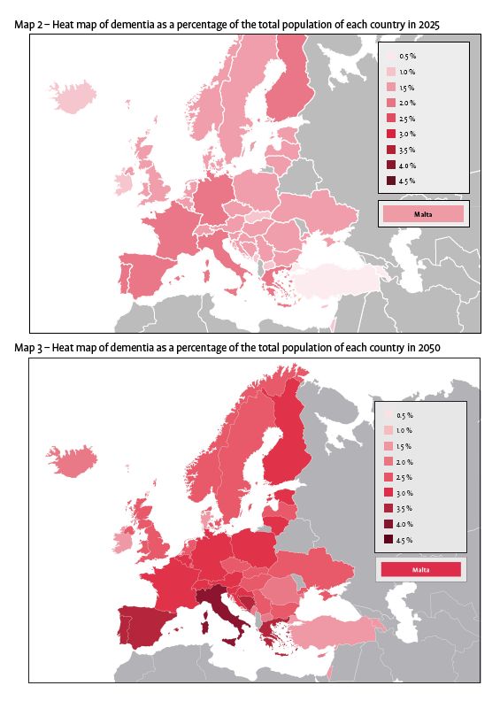 AlzEu DementiaPrevalenceReport2025 Eu27 Map