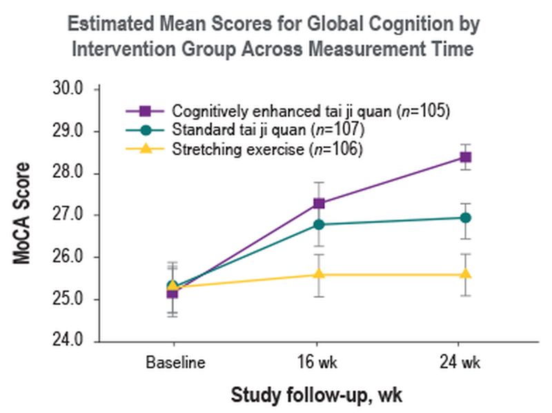 Global cognition score by intervention group 