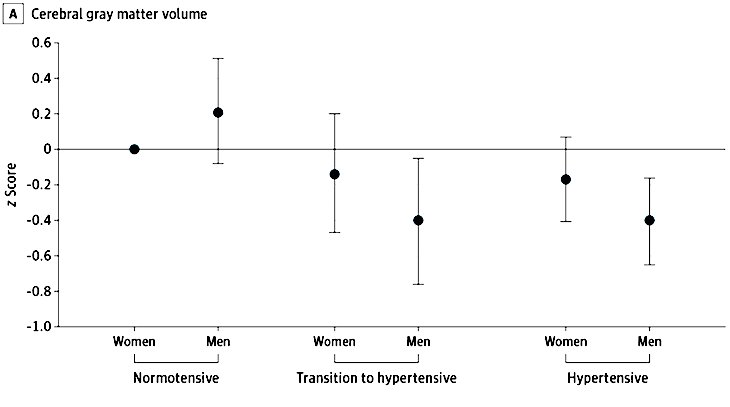 Gray matter with normotension and hypertension