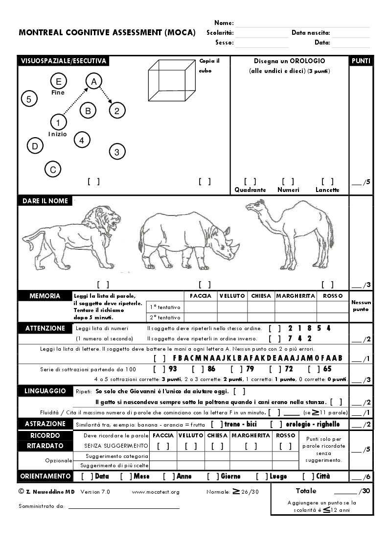 moca test with instructions pdf
