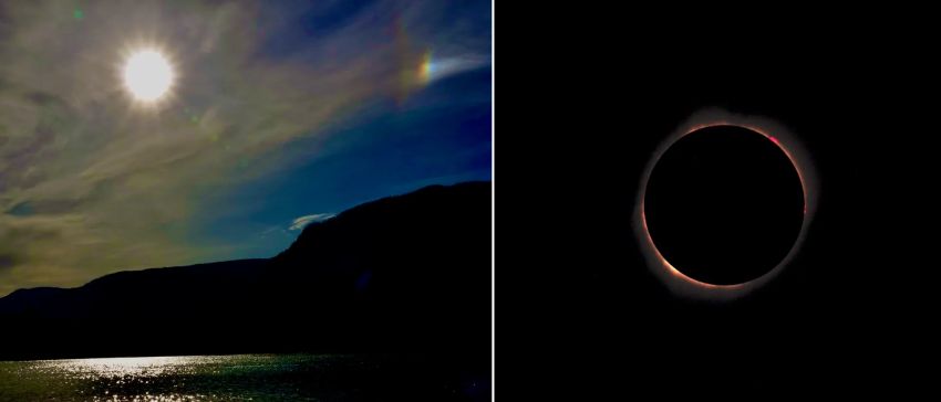 Parhelion over Columbia River and Total solar eclipse on 2017Apr17 by Dan Gibbs