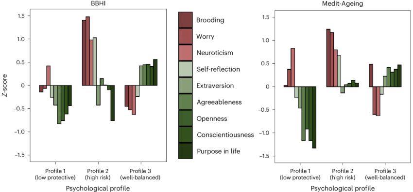 Z score distribution of psychological characteristics 