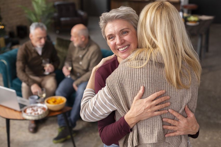 happy senior friends