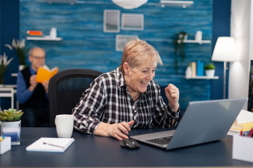 mature woman training on computer