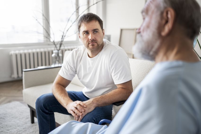 old patient with family member 