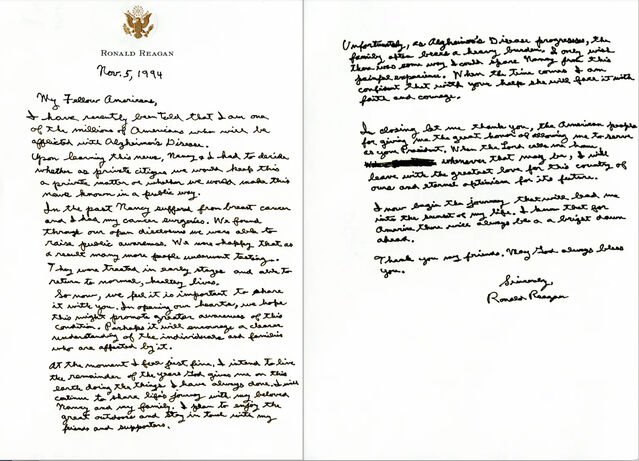 ronald regan handwriting