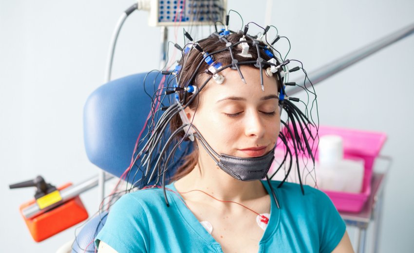 woman with eeg sensors